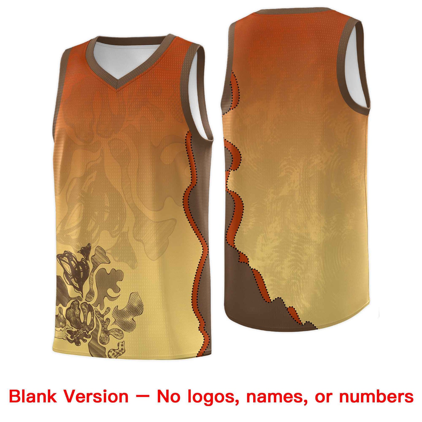 Custom Khaki Dark Orange Basketball Jersey - Illusion Flower Gradient Quick dry Fabric