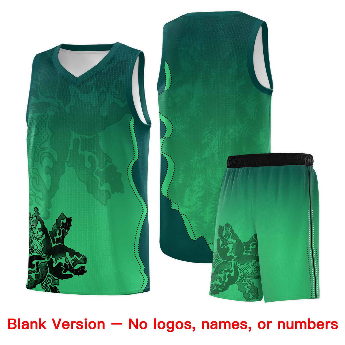Custom Bright Green Midnight Green Basketball Jersey - Illusion Flower Gradient Moisture wicking Fabric