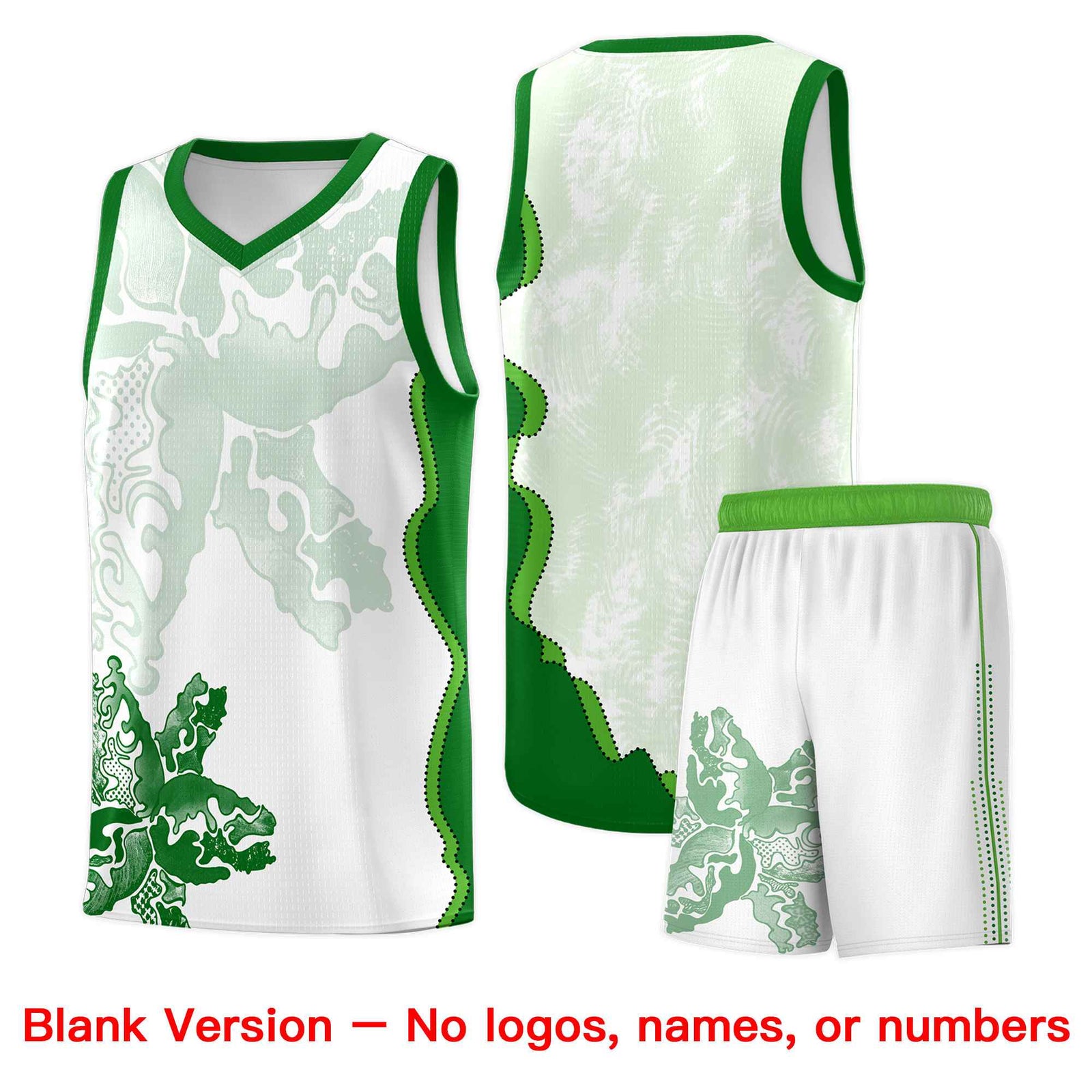 Custom White Kelly Green Basketball Jersey - Illusion Flower Graffiti Moisture wicking Fabric