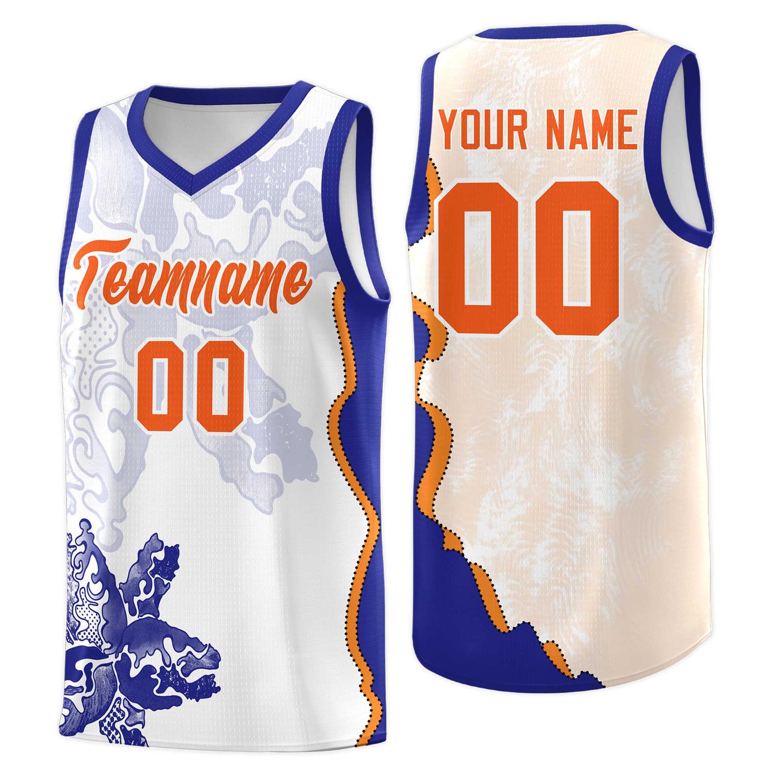 Custom White Royal Basketball Jersey - Illusion Flower Graffiti Breathable Fabric
