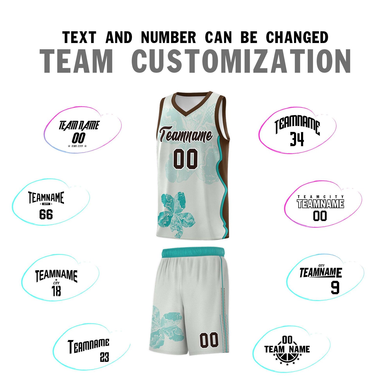 Custom Gray Brown Basketball Jersey - Illusion Flower Graffiti Quick dry Fabric