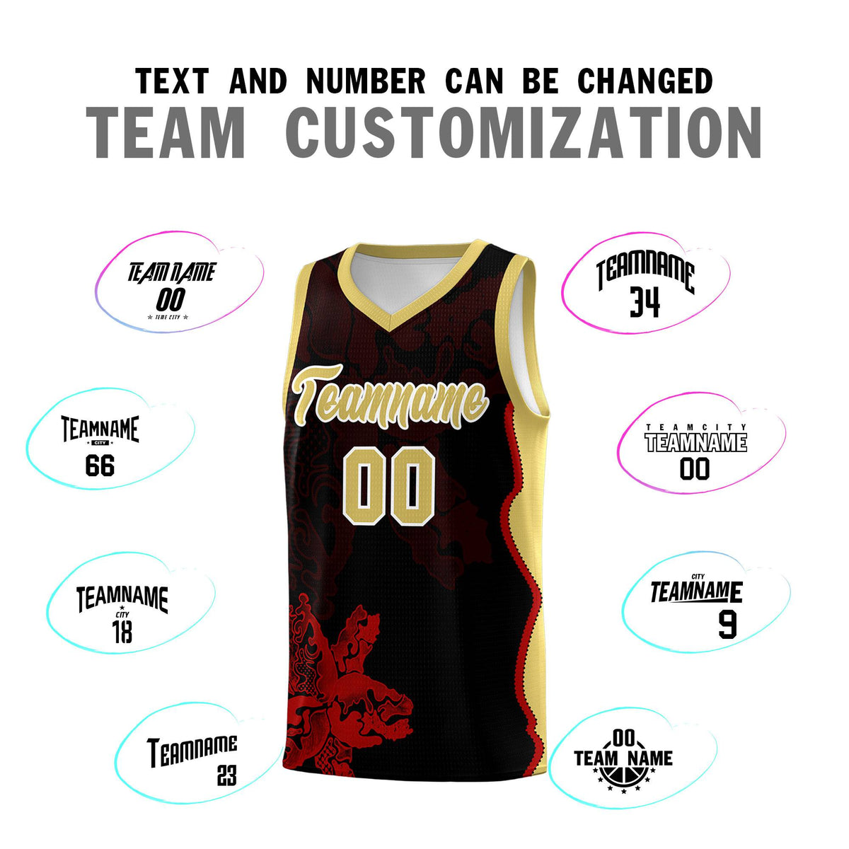Custom Black Old Gold Basketball Jersey - Illusion Flower Graffiti Durable Fabric