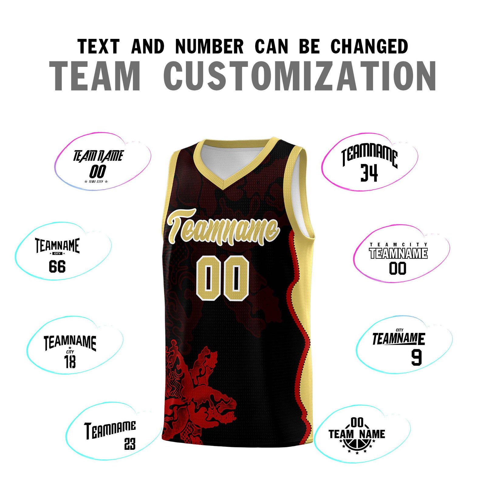 Custom Black Old Gold Basketball Jersey - Illusion Flower Graffiti Durable Fabric