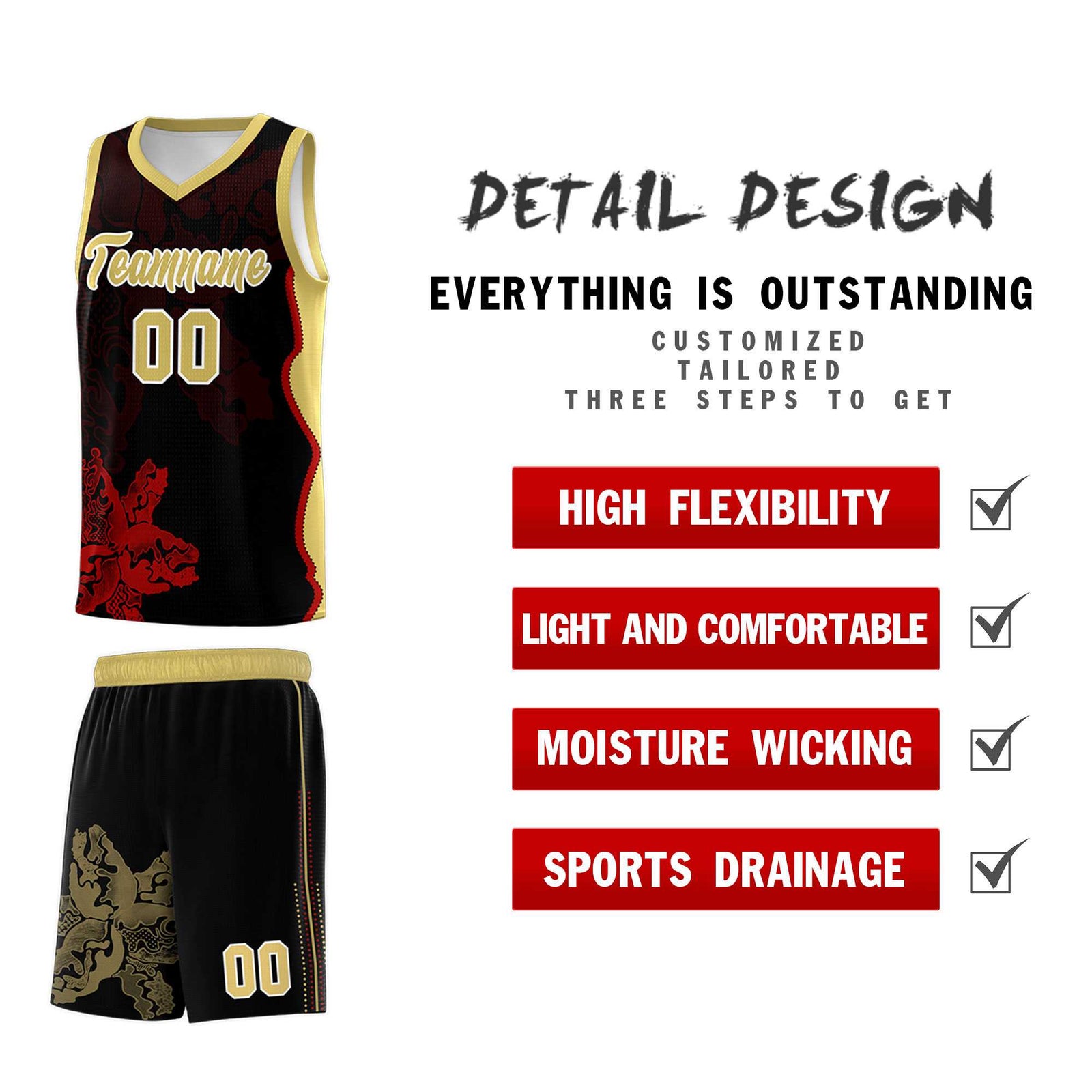 Custom Black Old Gold Basketball Jersey - Illusion Flower Graffiti Durable Fabric
