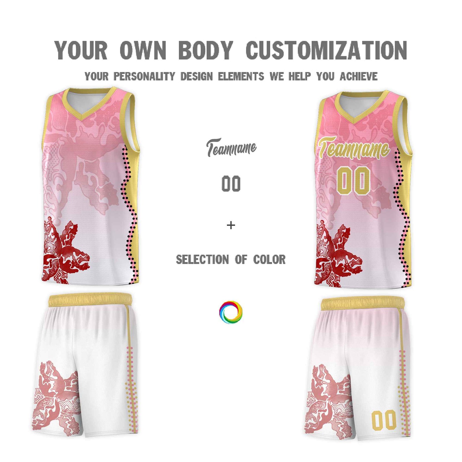 Custom White Light Pink Basketball Jersey - Illusion Flower Gradient Lightweight Fabric
