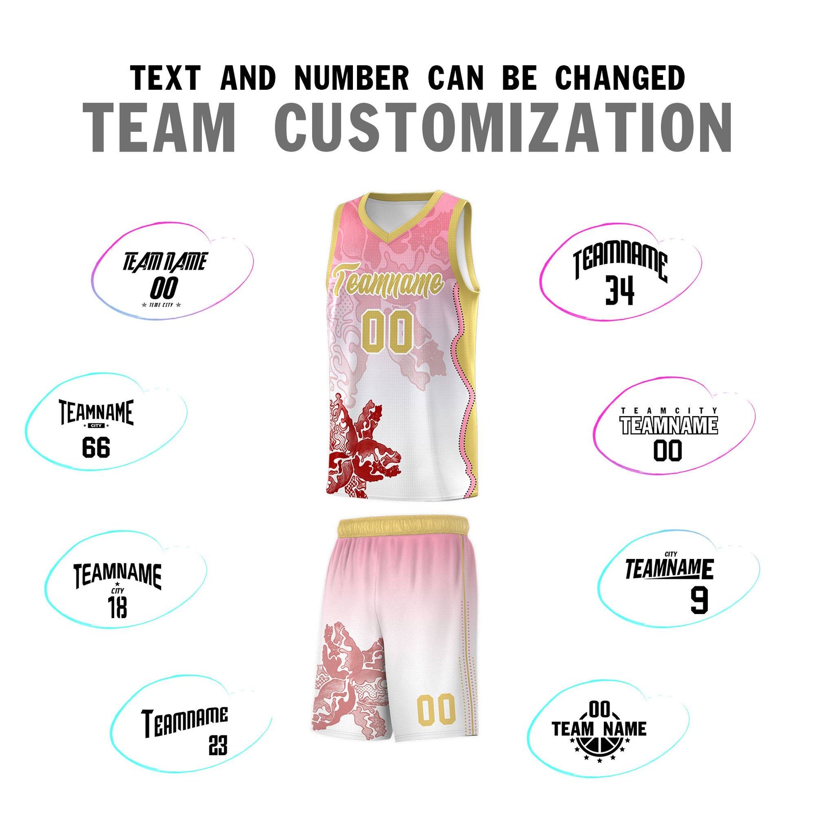 Custom White Light Pink Basketball Jersey - Illusion Flower Gradient Lightweight Fabric
