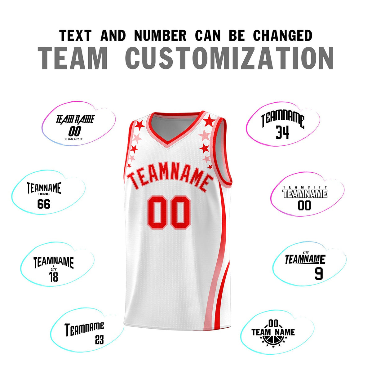 Custom White Shoulders Star Pattern Side Color Block Sports Uniform Basketball Jersey