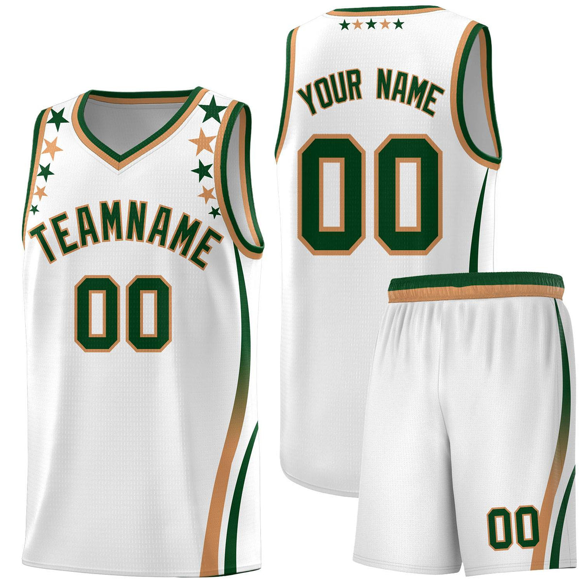 Custom White Shoulders Star Pattern Side Color Block Sports Uniform Basketball Jersey
