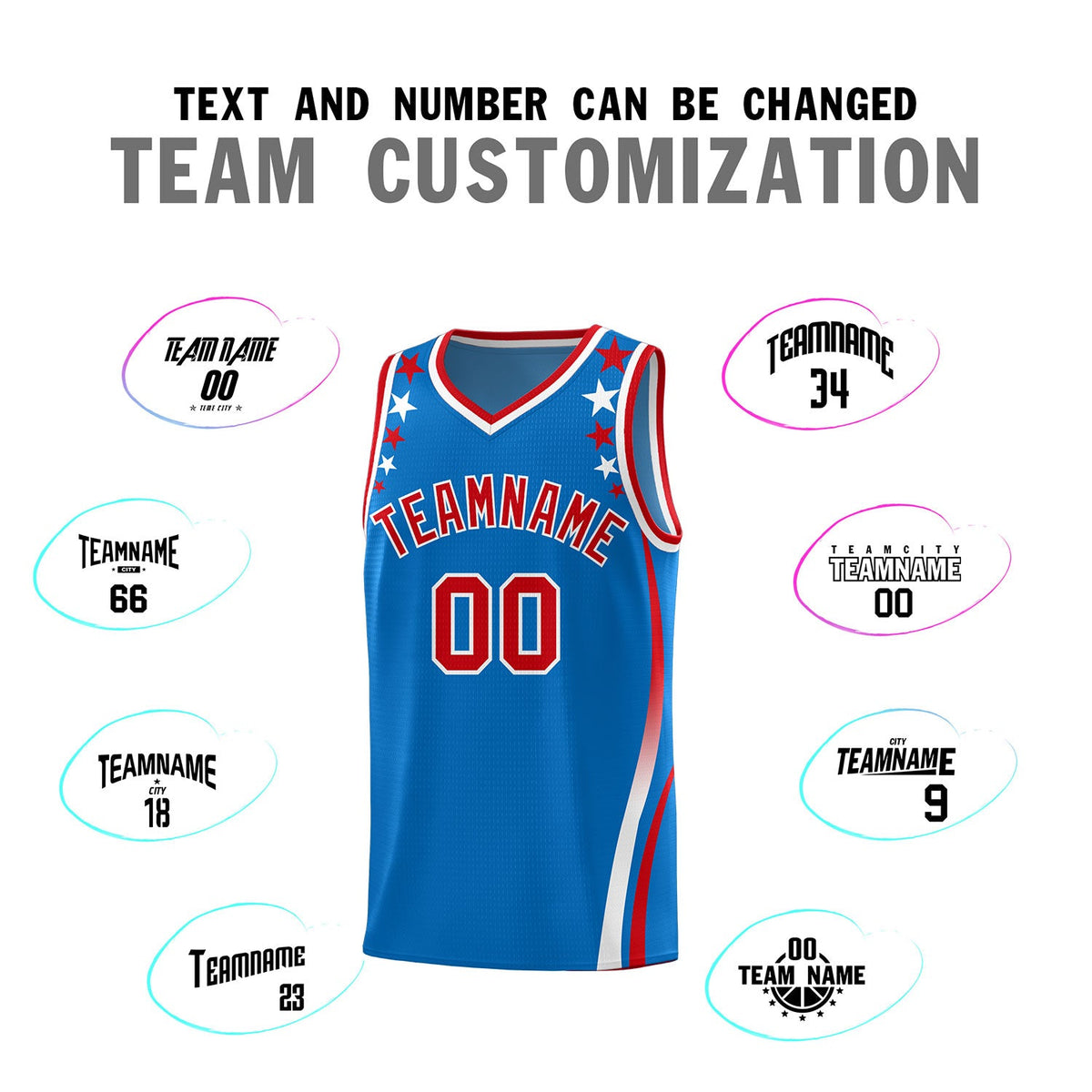 Custom Royal Shoulders Star Pattern Side Color Block Sports Uniform Basketball Jersey