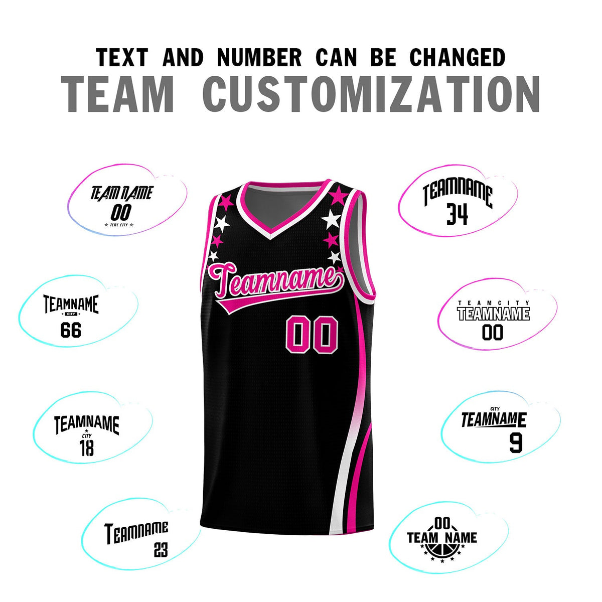 Custom Black Shoulders Star Pattern Side Color Block Sports Uniform Basketball Jersey
