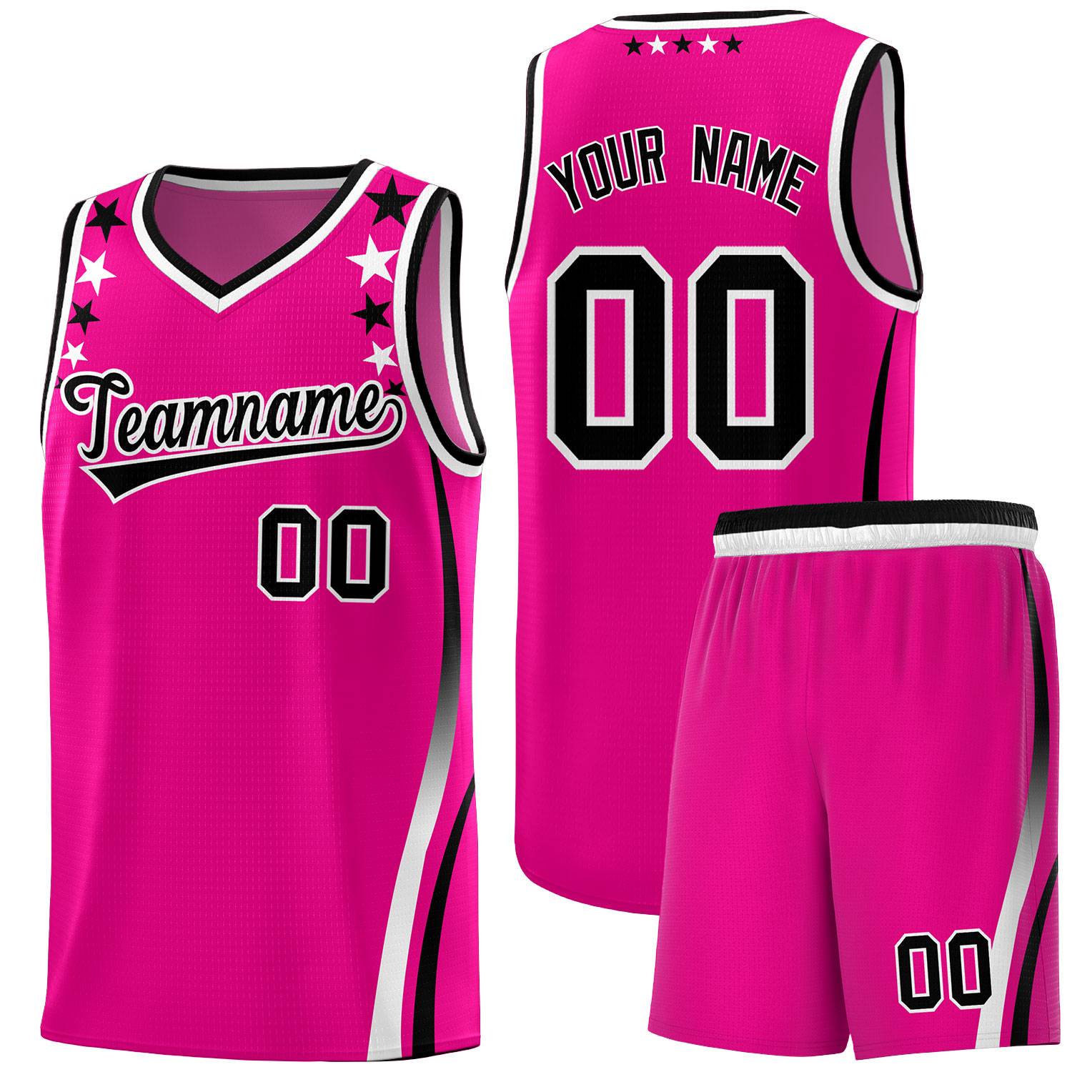 Custom Red Shoulders Star Pattern Side Color Block Sports Uniform Basketball Jersey