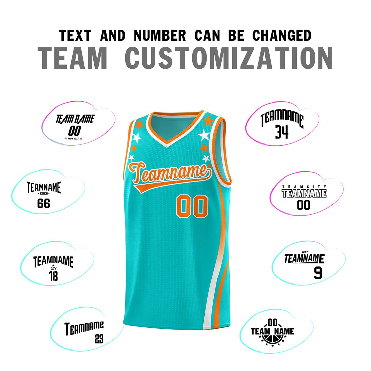 Custom Sky Blue Shoulders Star Pattern Side Color Block Sports Uniform Basketball Jersey
