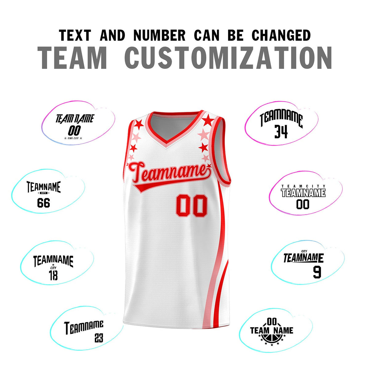 Custom White Shoulders Star Pattern Side Color Block Sports Uniform Basketball Jersey