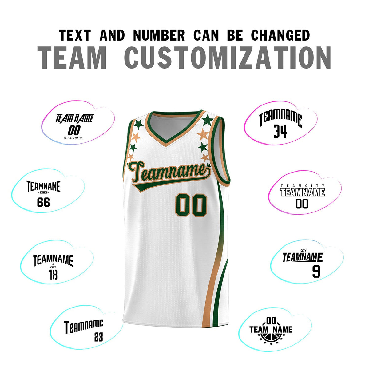 Custom White Shoulders Star Pattern Side Color Block Sports Uniform Basketball Jersey