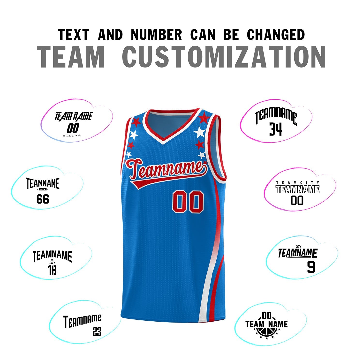 Custom Royal Shoulders Star Pattern Side Color Block Sports Uniform Basketball Jersey