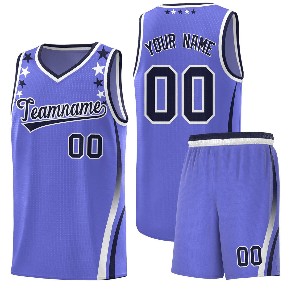 Custom Purple Shoulders Star Pattern Side Color Block Sports Uniform Basketball Jersey
