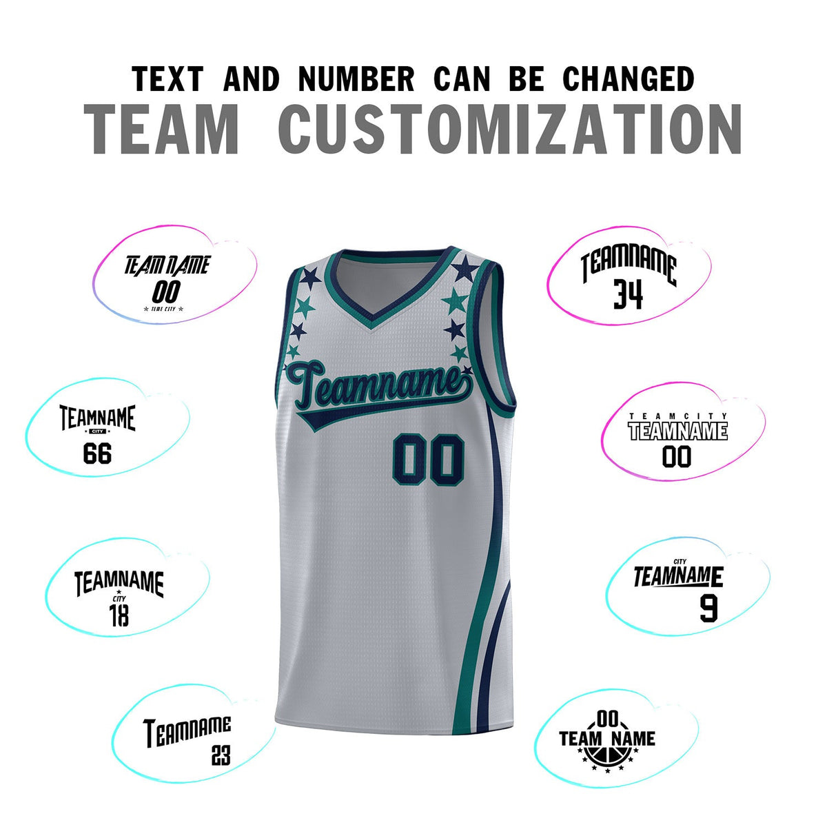Custom Gray Shoulders Star Pattern Side Color Block Sports Uniform Basketball Jersey