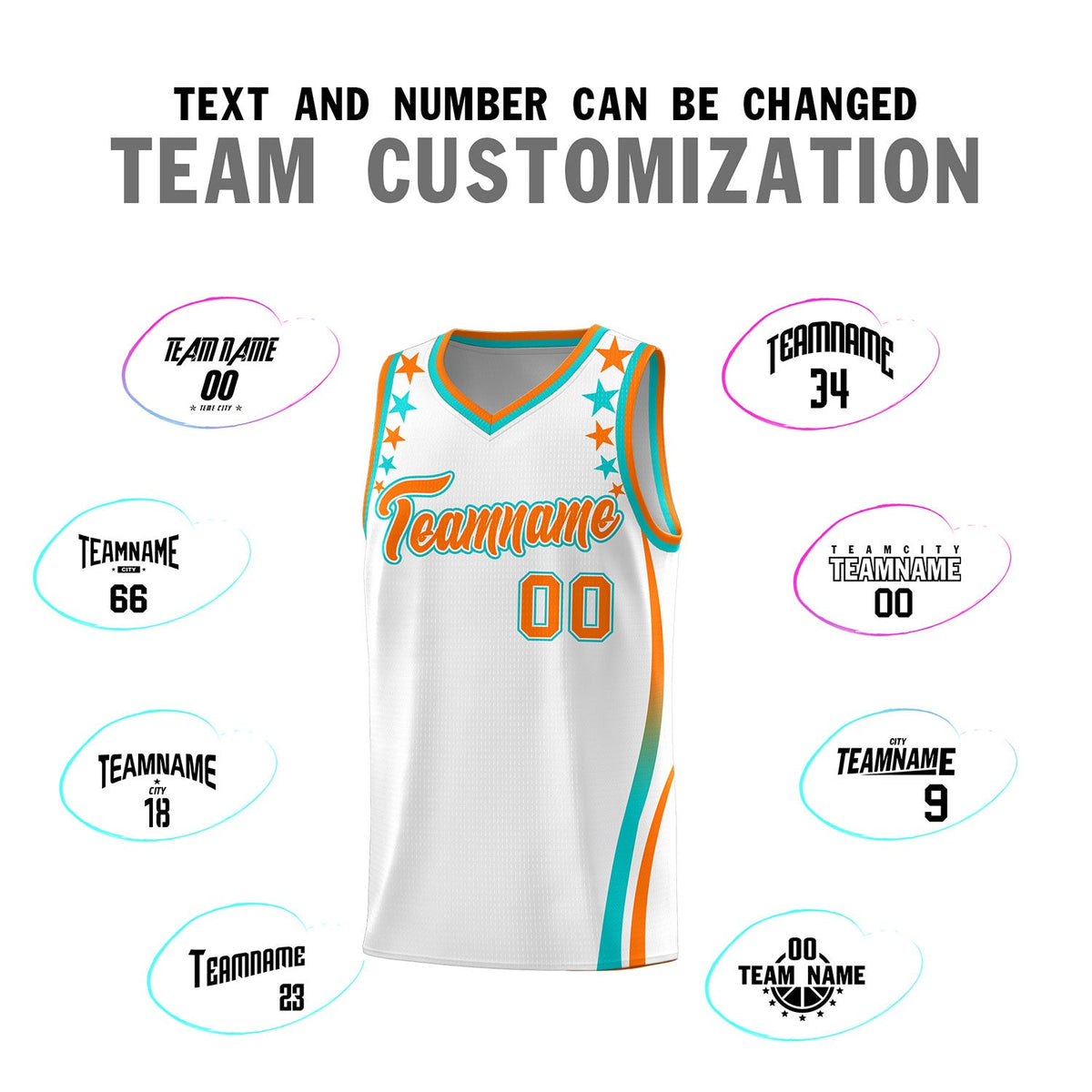 Custom White Shoulders Star Pattern Side Color Block Sports Uniform Basketball Jersey