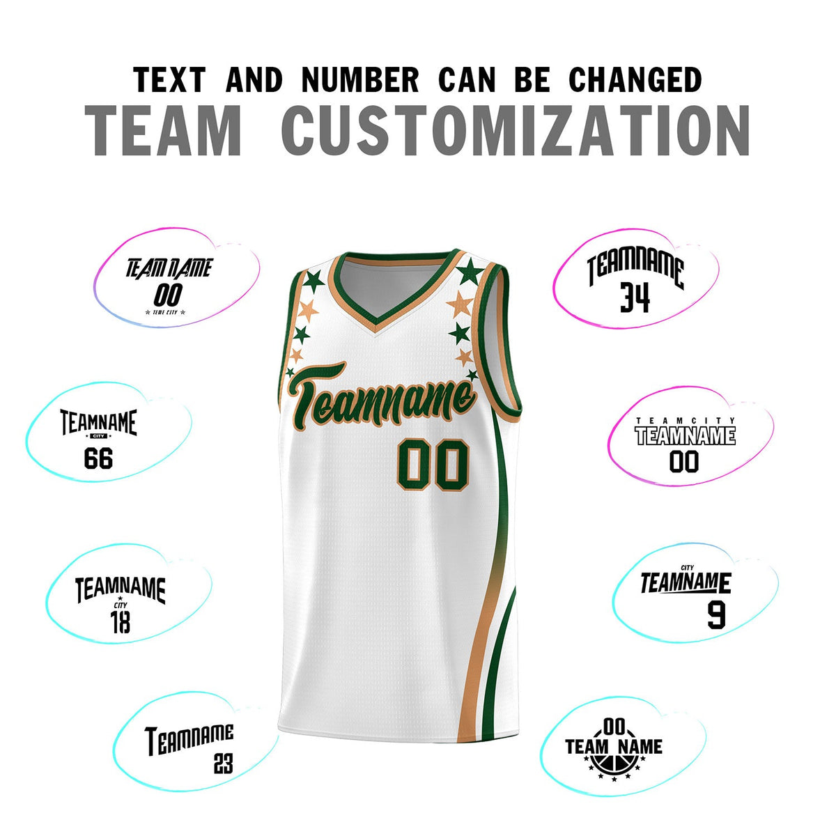 Custom White Shoulders Star Pattern Side Color Block Sports Uniform Basketball Jersey