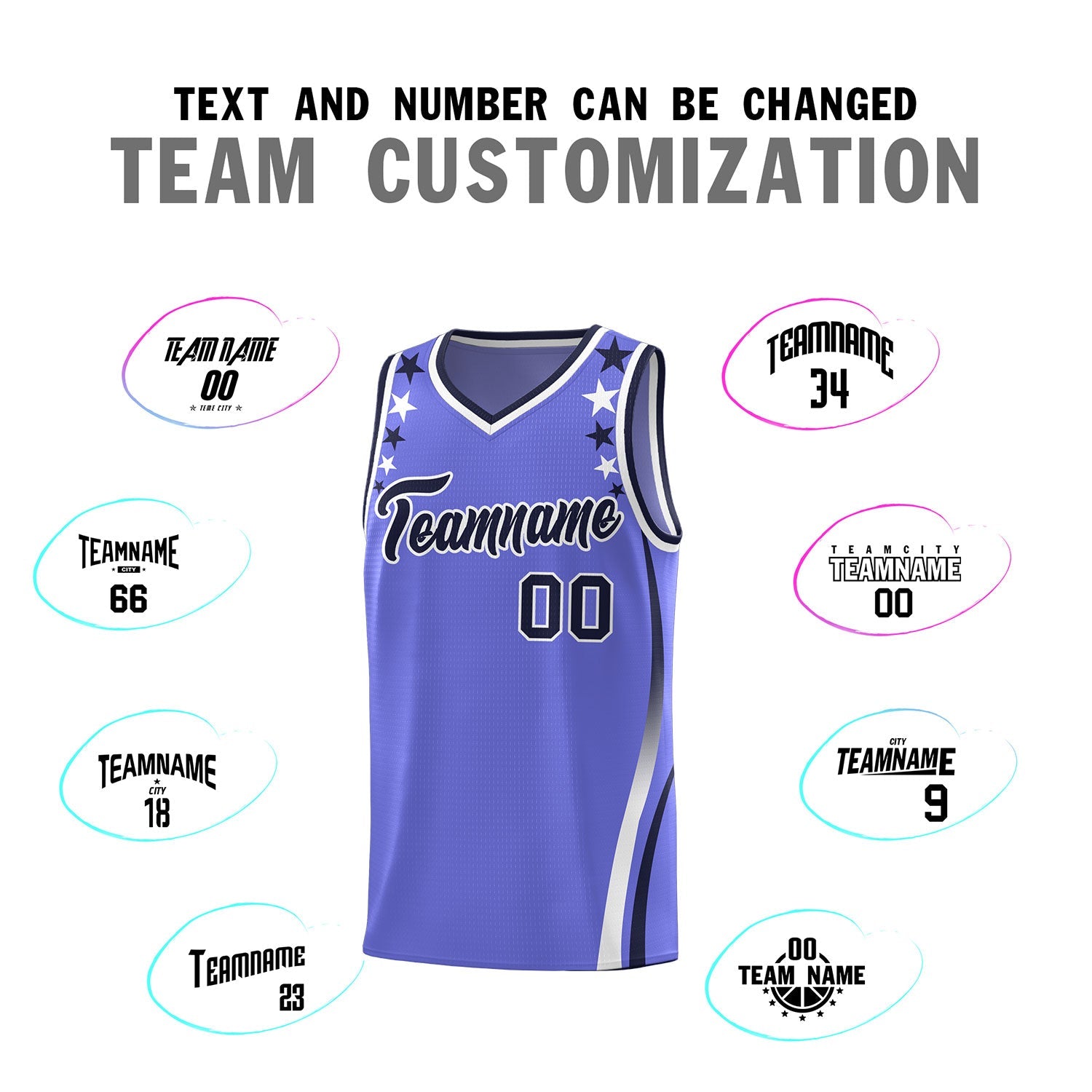 Custom Purple Shoulders Star Pattern Side Color Block Sports Uniform Basketball Jersey