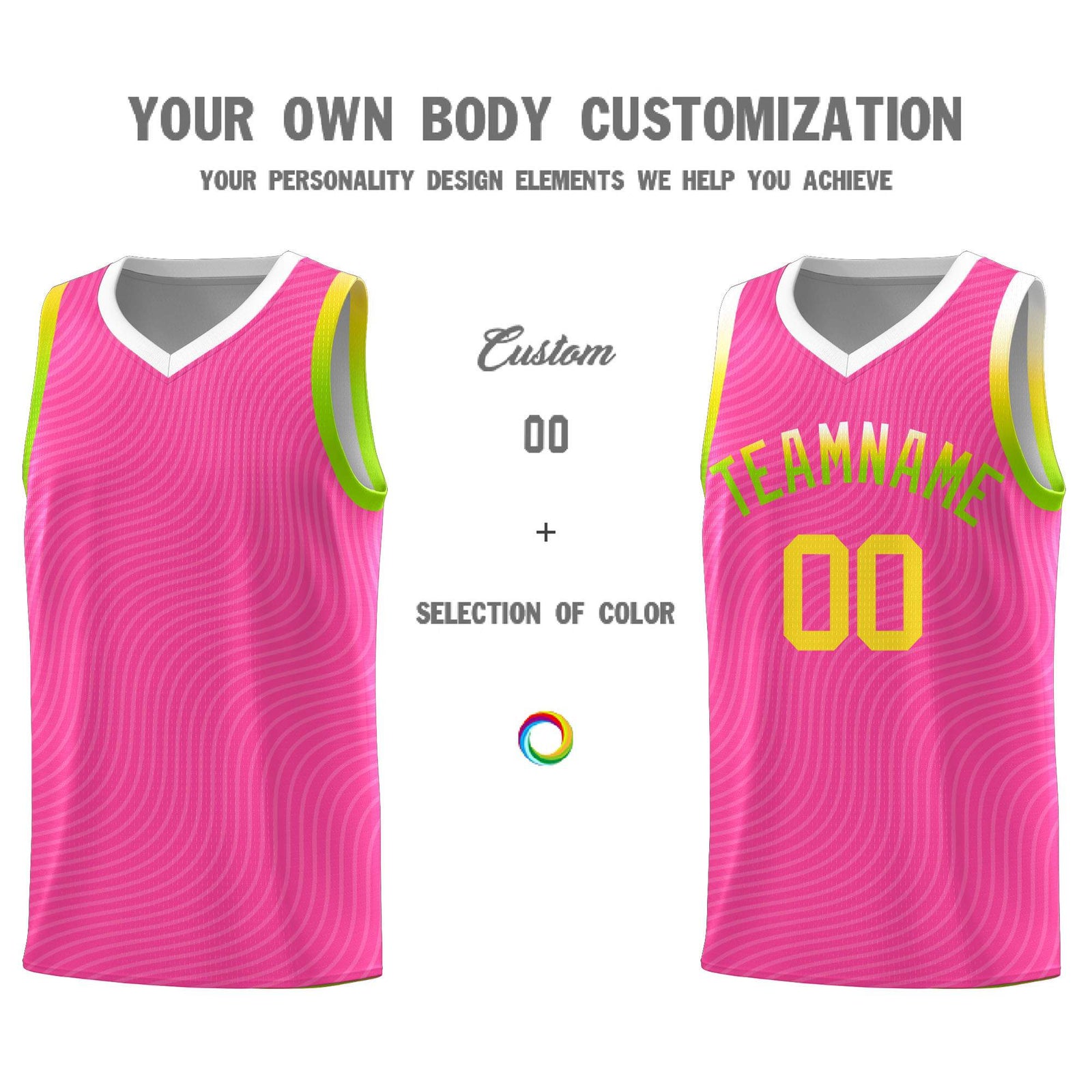 Custom Pink White Wave Pattern Sports Uniform Basketball Jersey