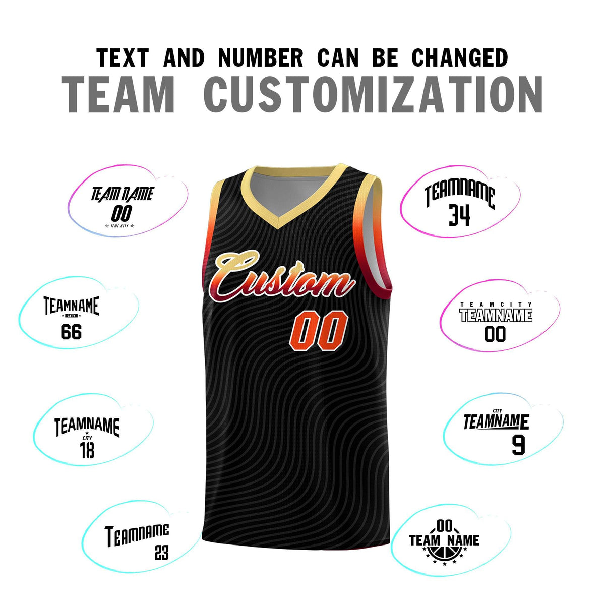 Custom Black Khaki Wave Pattern Sports Uniform Basketball Jersey