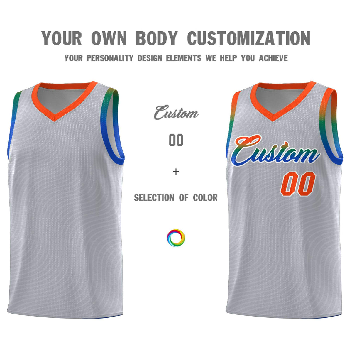 Custom Gray Orange Wave Pattern Sports Uniform Basketball Jersey
