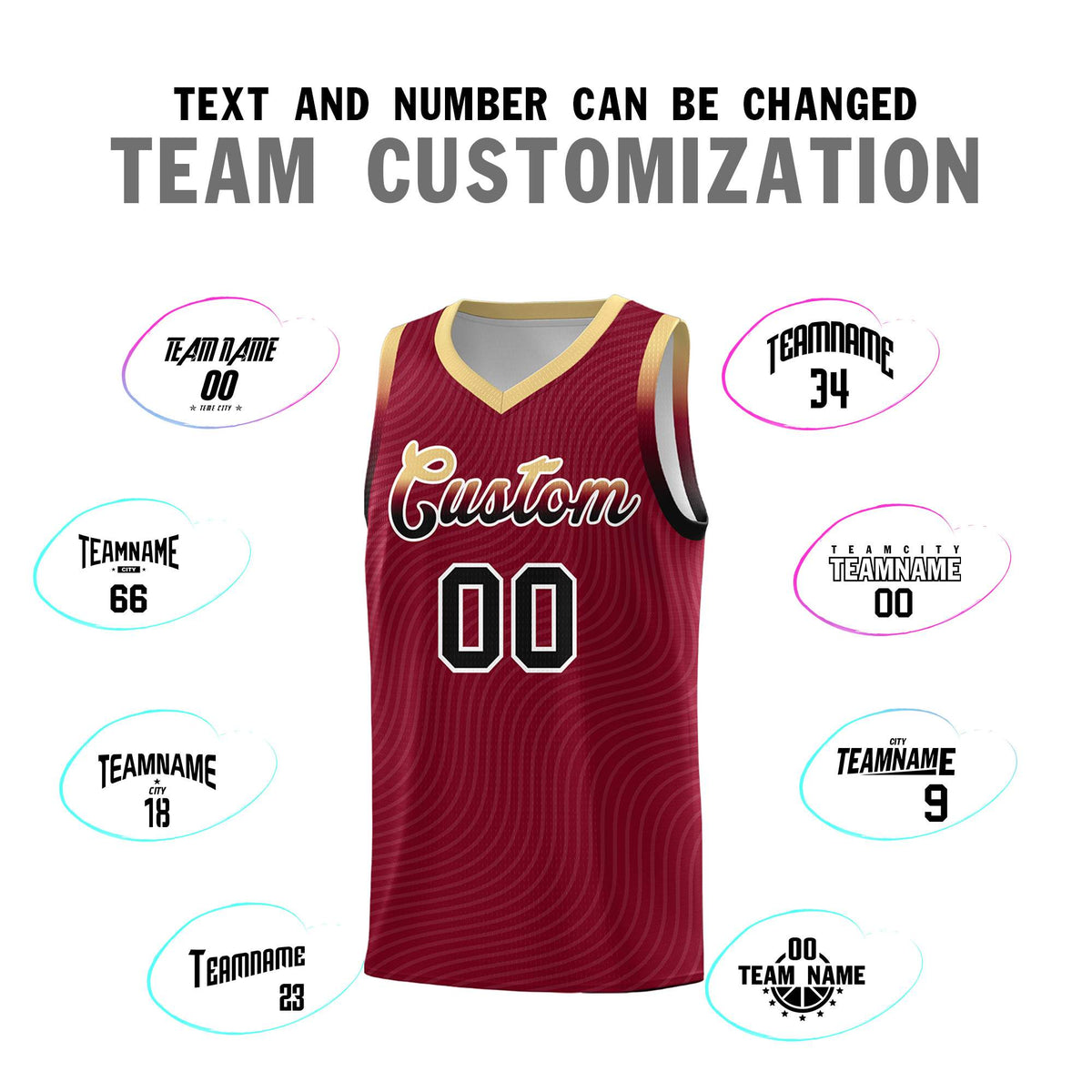 Custom Crimson Khaki Wave Pattern Sports Uniform Basketball Jersey