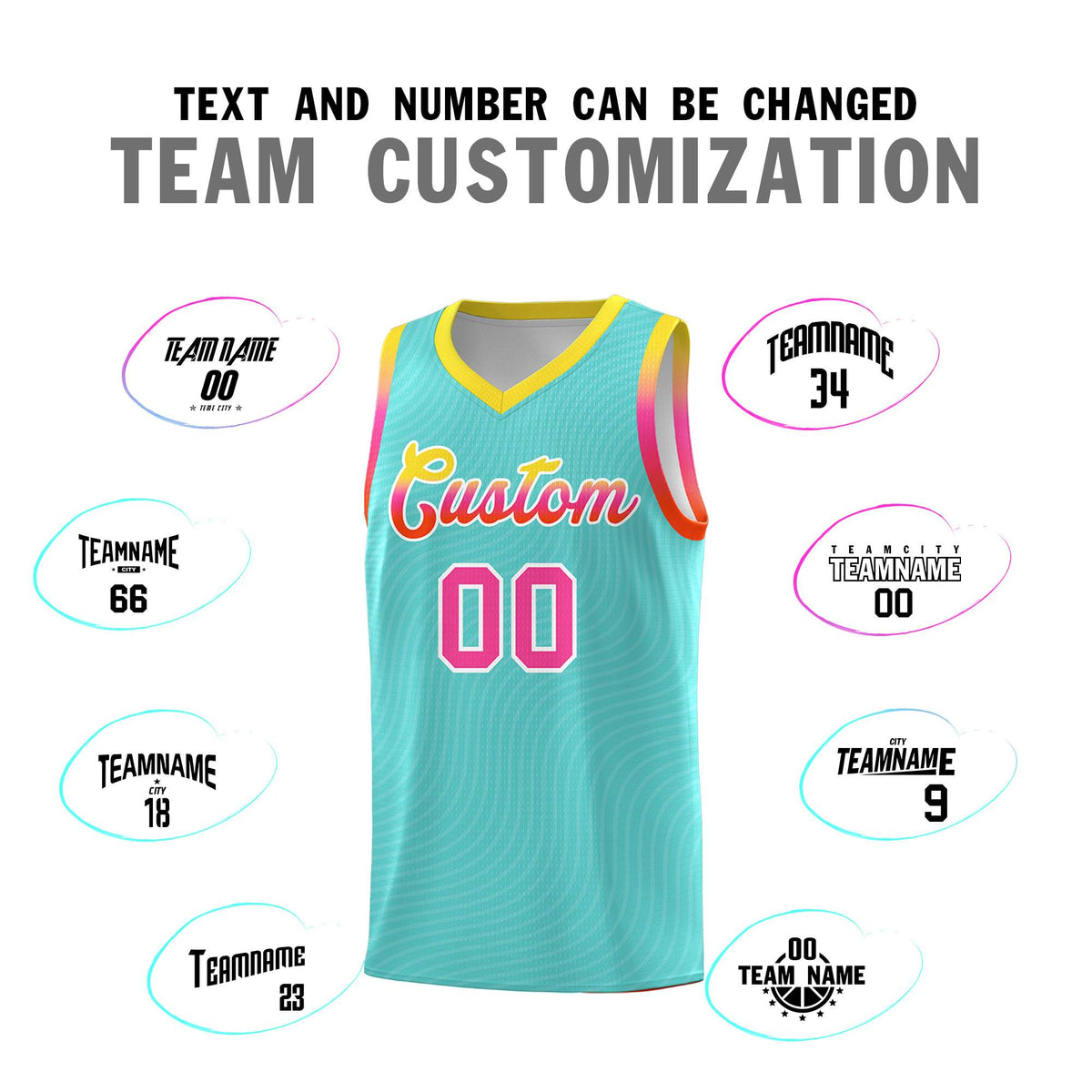 Custom Bright Green Gold Wave Pattern Sports Uniform Basketball Jersey