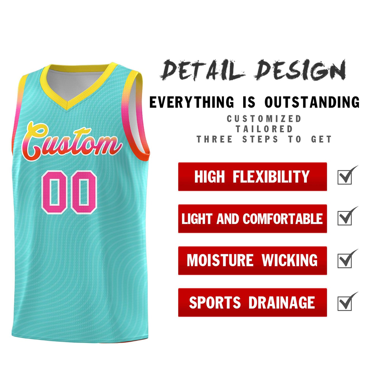 Custom Bright Green Gold Wave Pattern Sports Uniform Basketball Jersey
