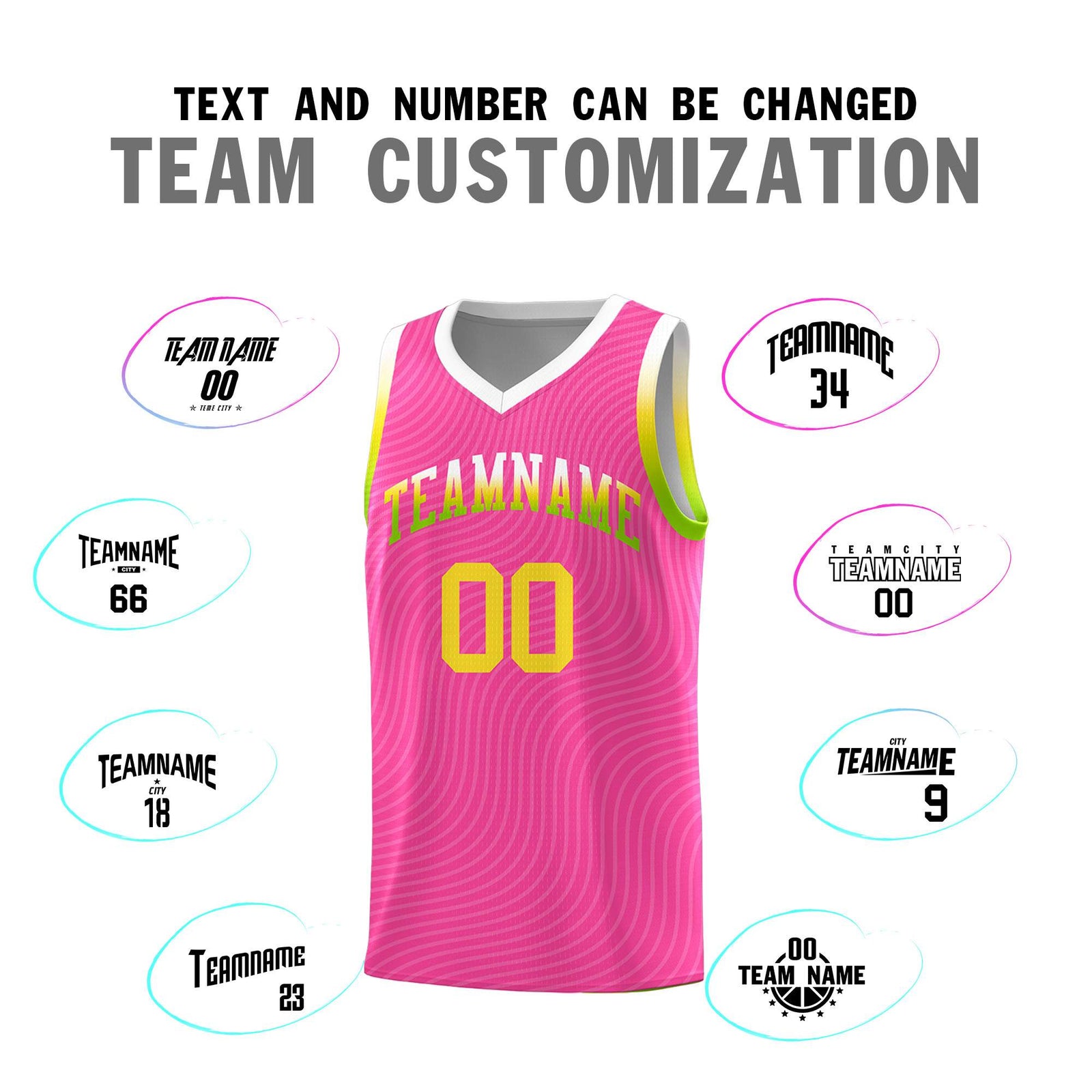 Custom Pink White Wave Pattern Sports Uniform Basketball Jersey