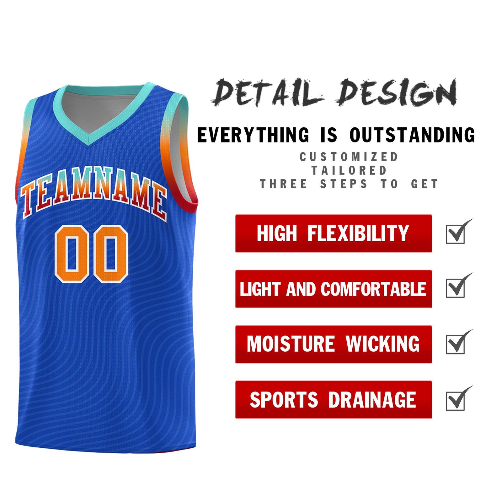 Custom Royal Blue Bright Green Wave Pattern Sports Uniform Basketball Jersey