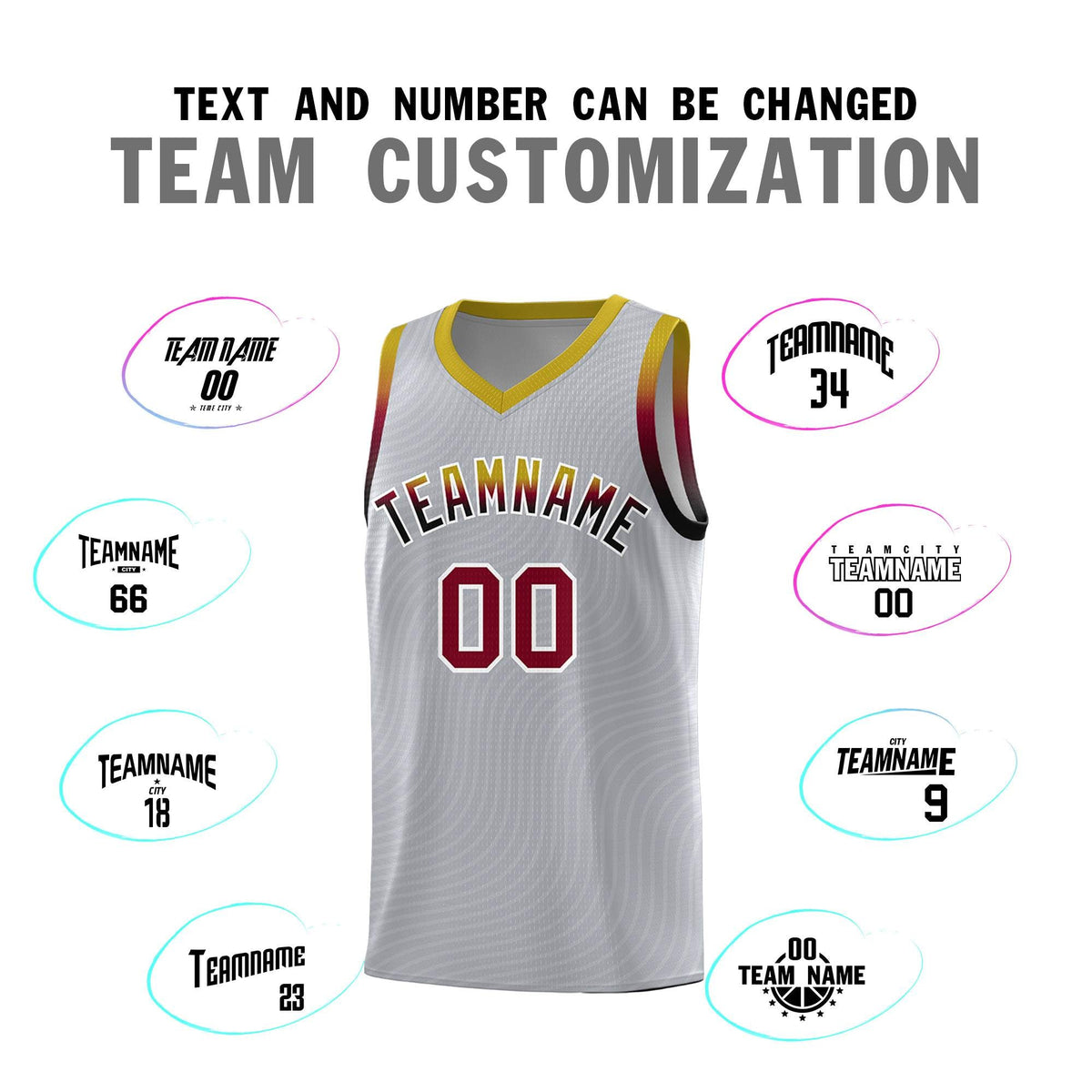 Custom Gray Old Gold Wave Pattern Sports Uniform Basketball Jersey