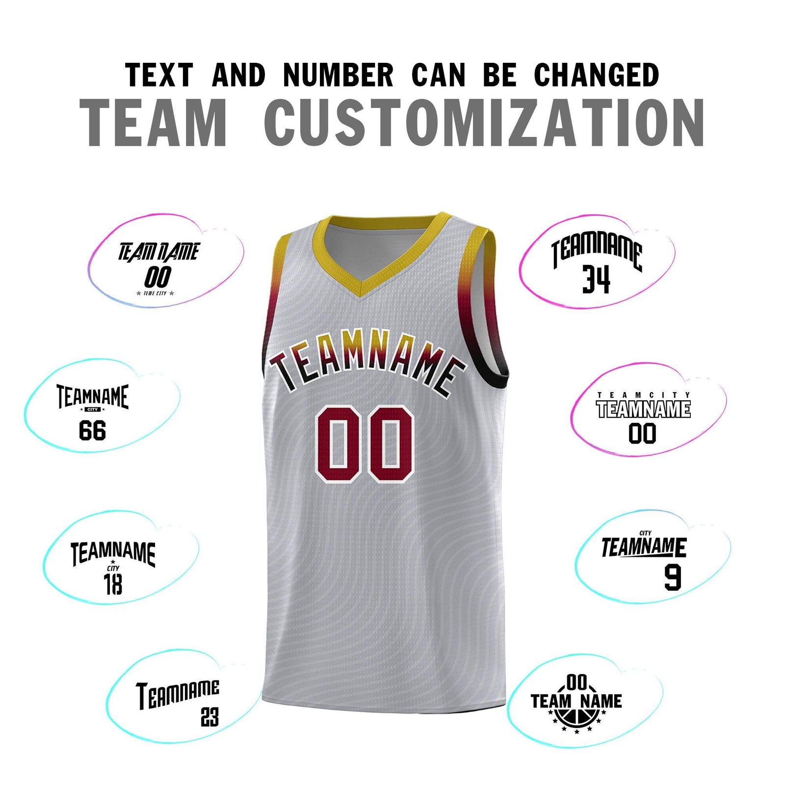Custom Gray Old Gold Wave Pattern Sports Uniform Basketball Jersey