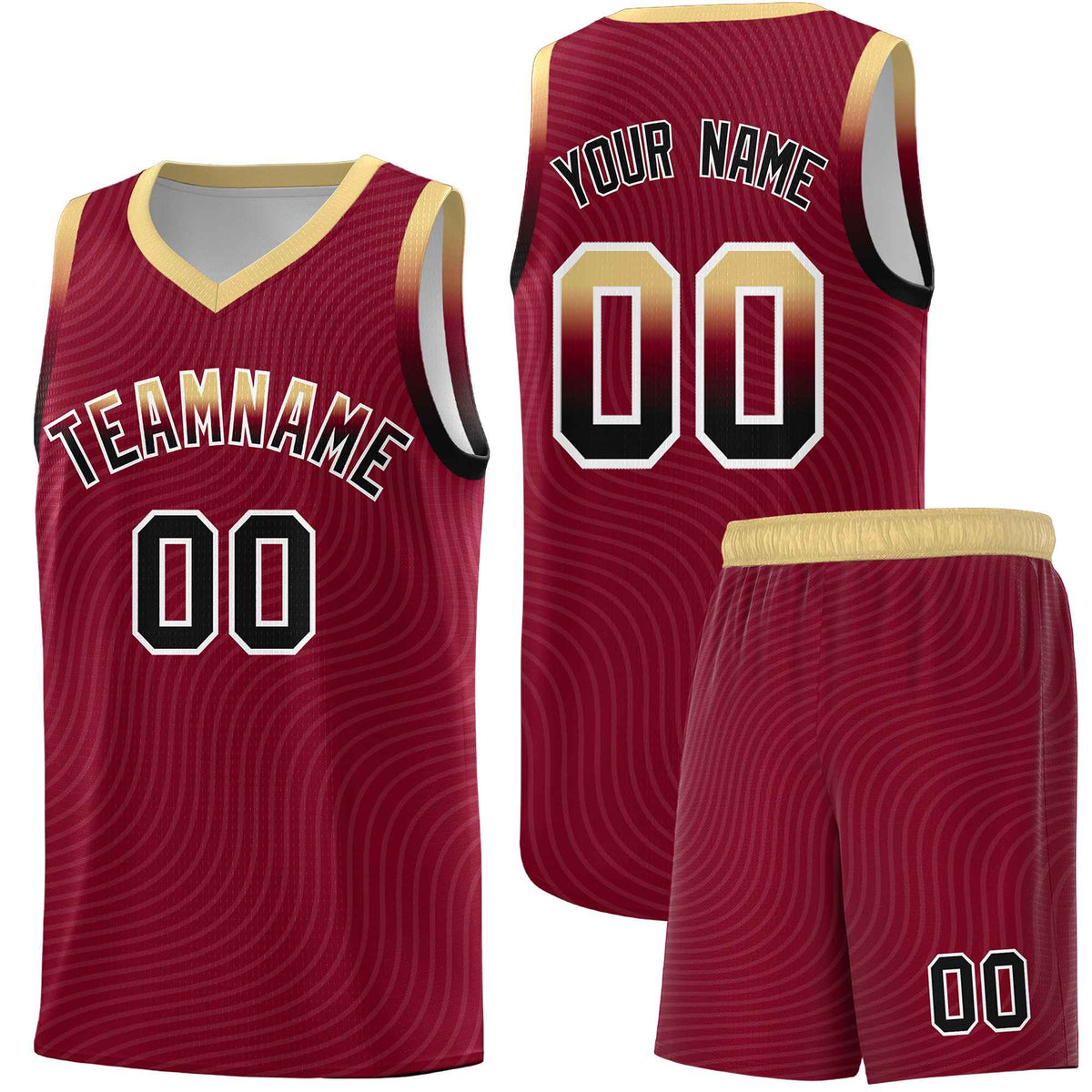 Custom Crimson Khaki Wave Pattern Sports Uniform Basketball Jersey