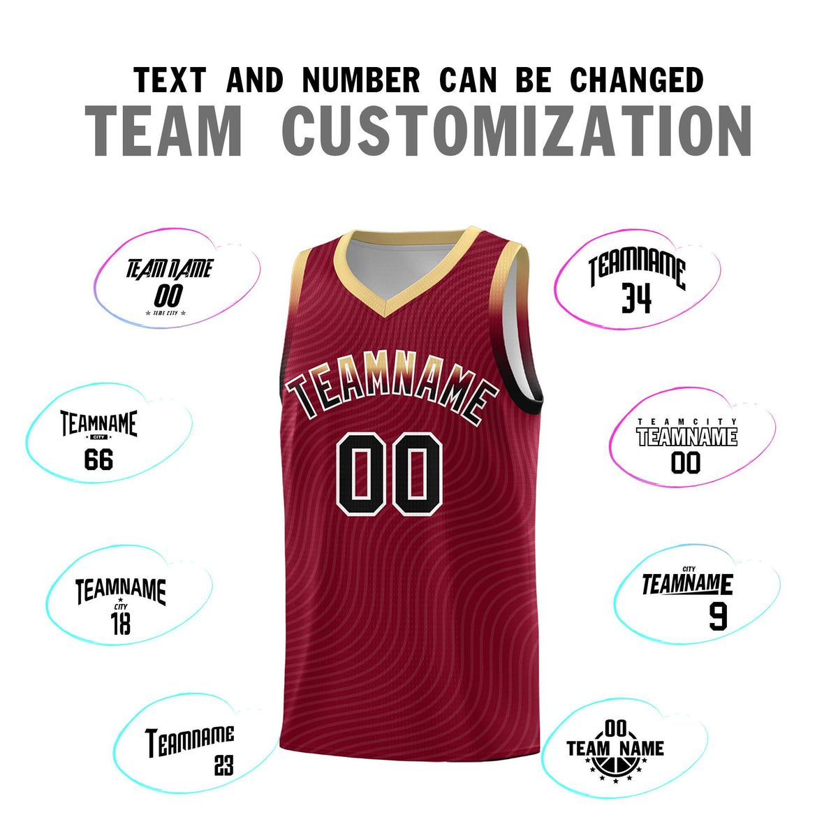 Custom Crimson Khaki Wave Pattern Sports Uniform Basketball Jersey