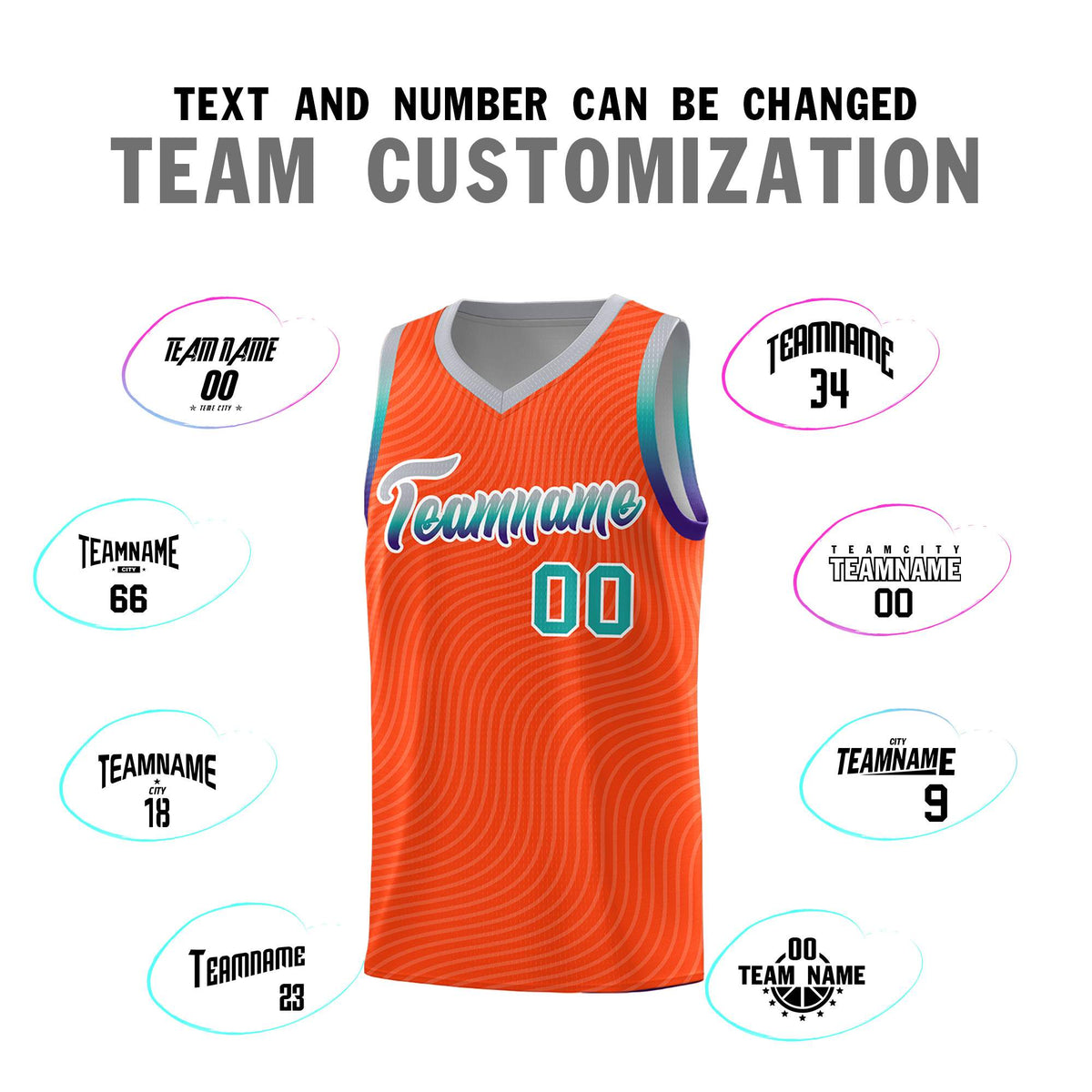 Custom Orange Gray Wave Pattern Sports Uniform Basketball Jersey