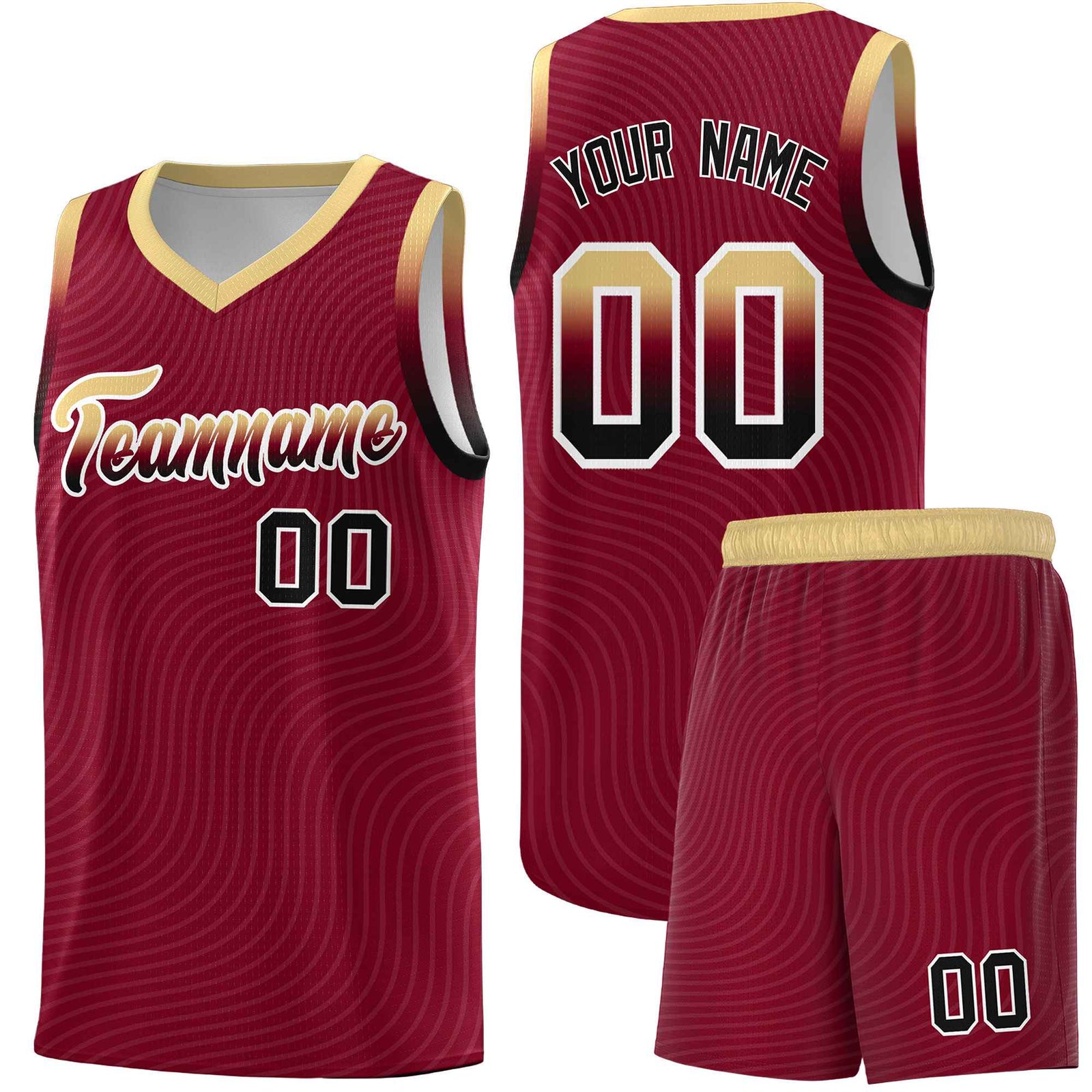 Custom Crimson Khaki Wave Pattern Sports Uniform Basketball Jersey