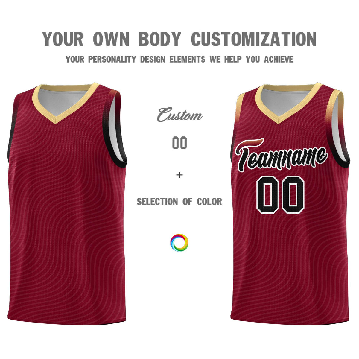Custom Crimson Khaki Wave Pattern Sports Uniform Basketball Jersey