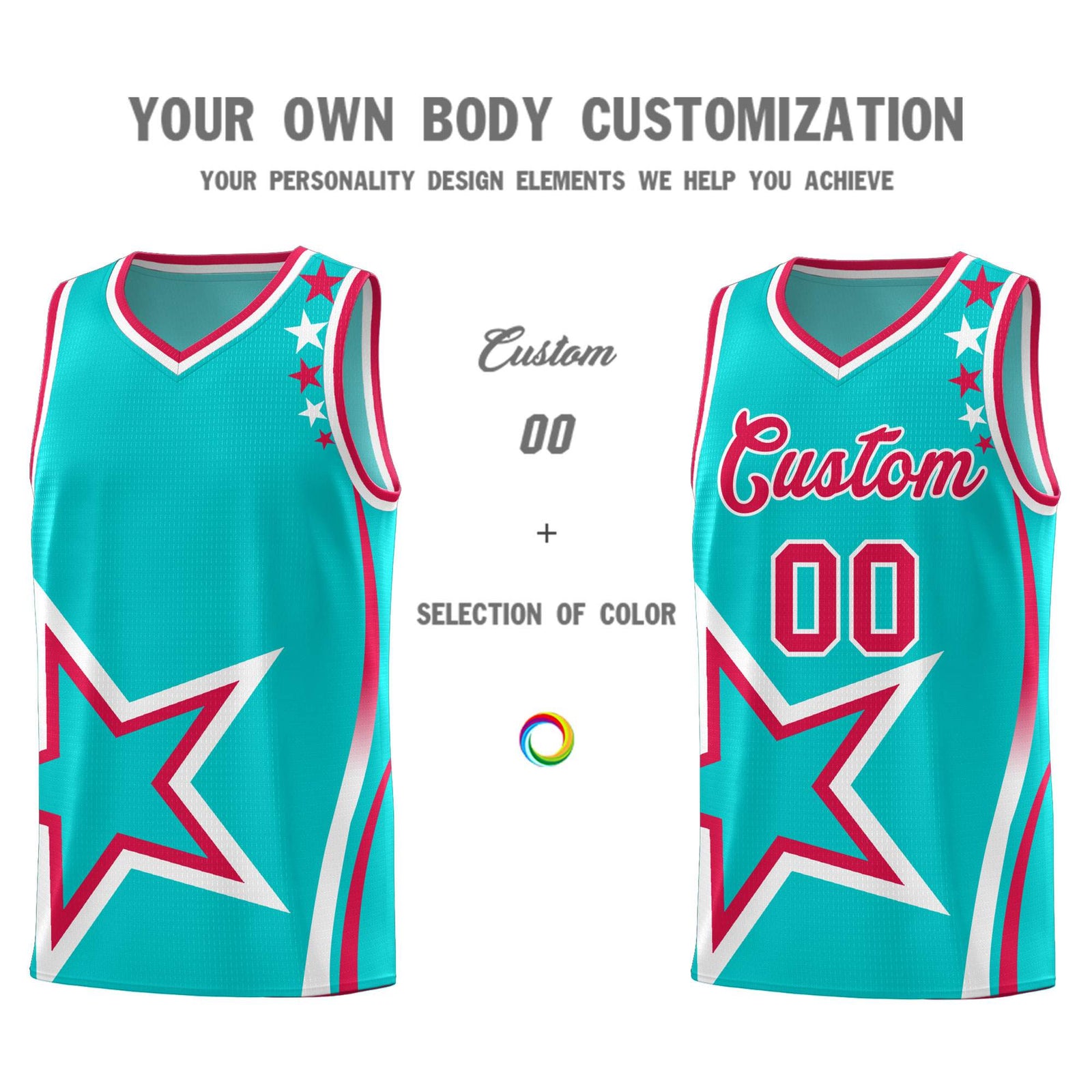Custom Aqua Shoulder Stars Graffiti Pattern Sets Basketball Jersey