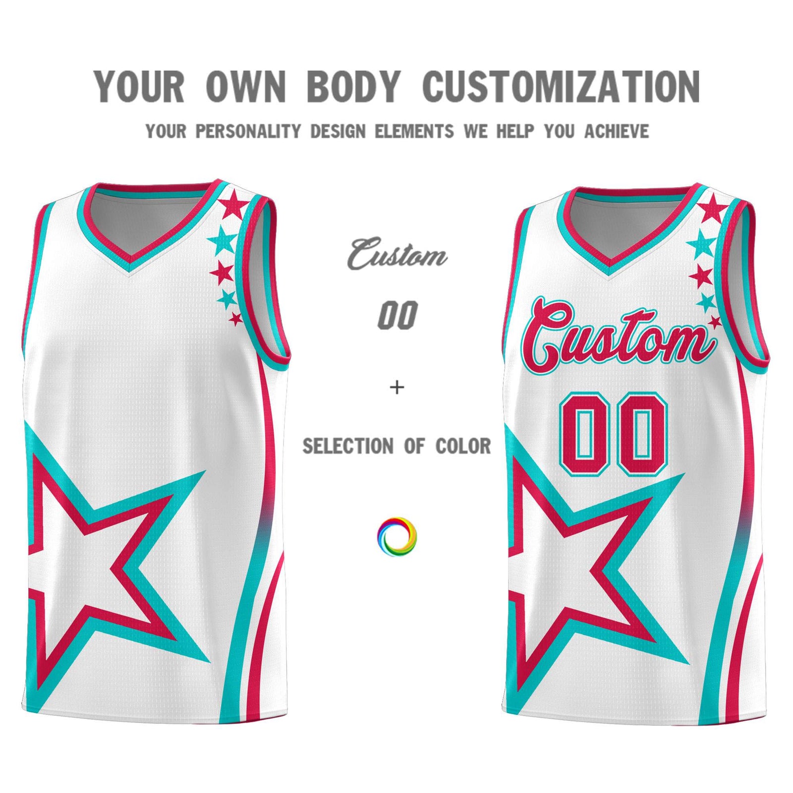 Custom White Shoulder Stars Graffiti Pattern Sets Basketball Jersey