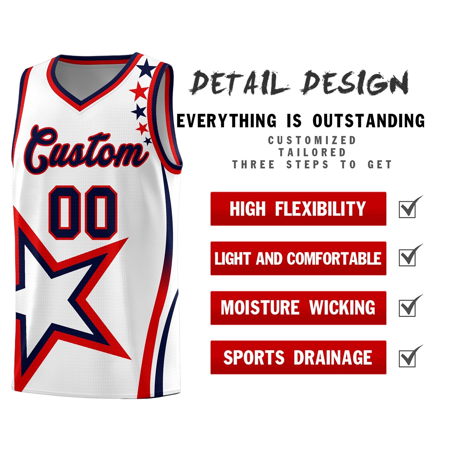 Custom White Shoulder Stars Graffiti Pattern Sets Basketball Jersey