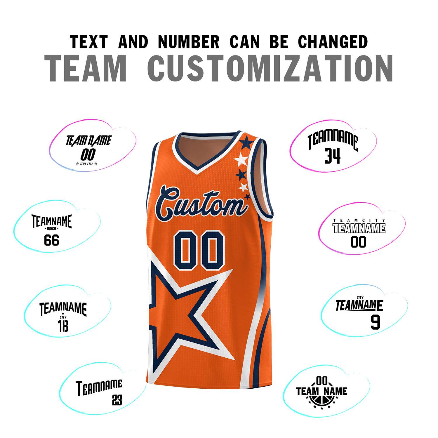 Custom Gold Orange Shoulder Stars Graffiti Pattern Sets Basketball Jersey