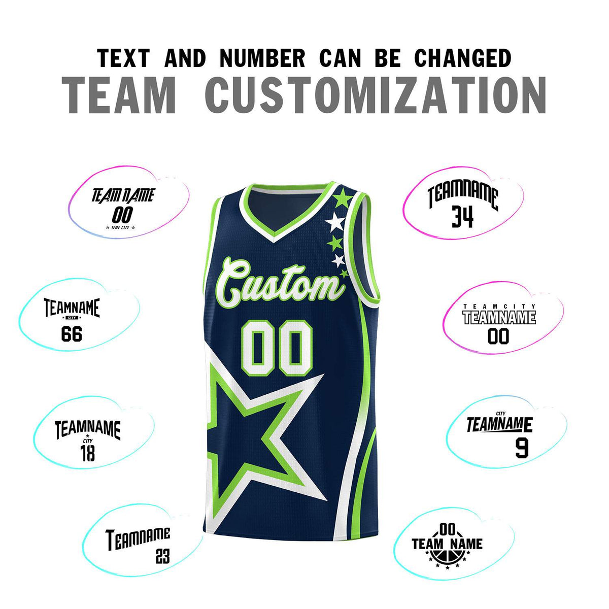 Custom Navy Shoulder Stars Graffiti Pattern Sets Basketball Jersey