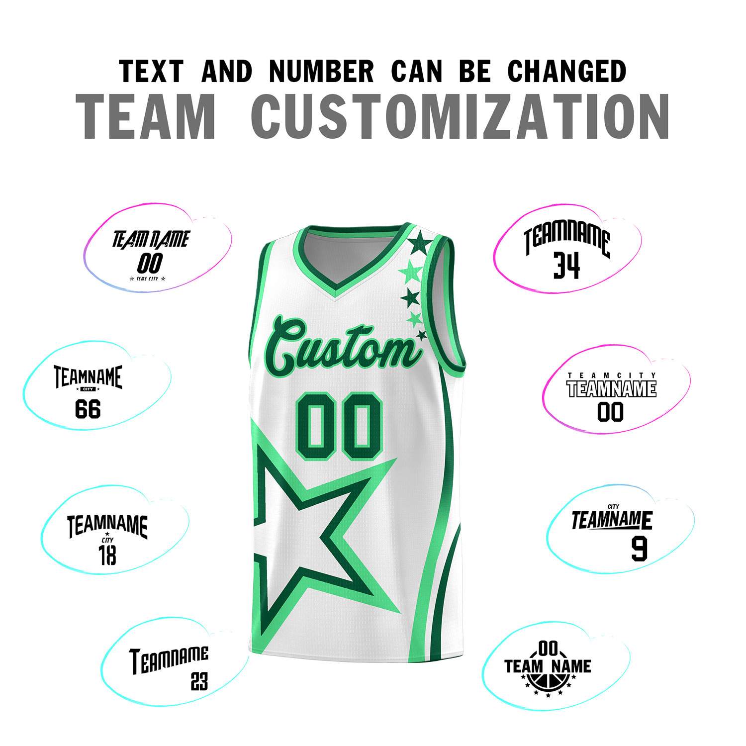 Custom White Shoulder Stars Graffiti Pattern Sets Basketball Jersey