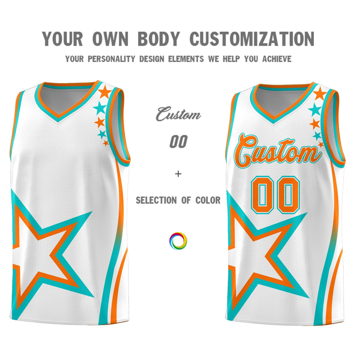 Custom White Shoulder Stars Graffiti Pattern Sets Basketball Jersey