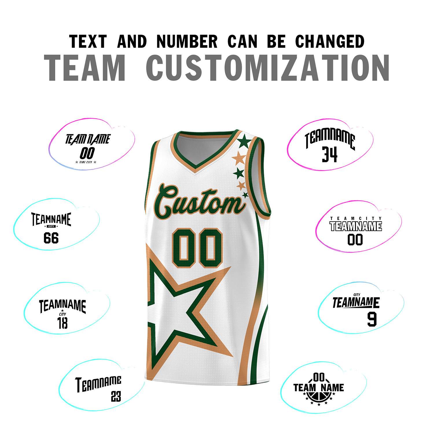 Custom White Shoulder Stars Graffiti Pattern Sets Basketball Jersey