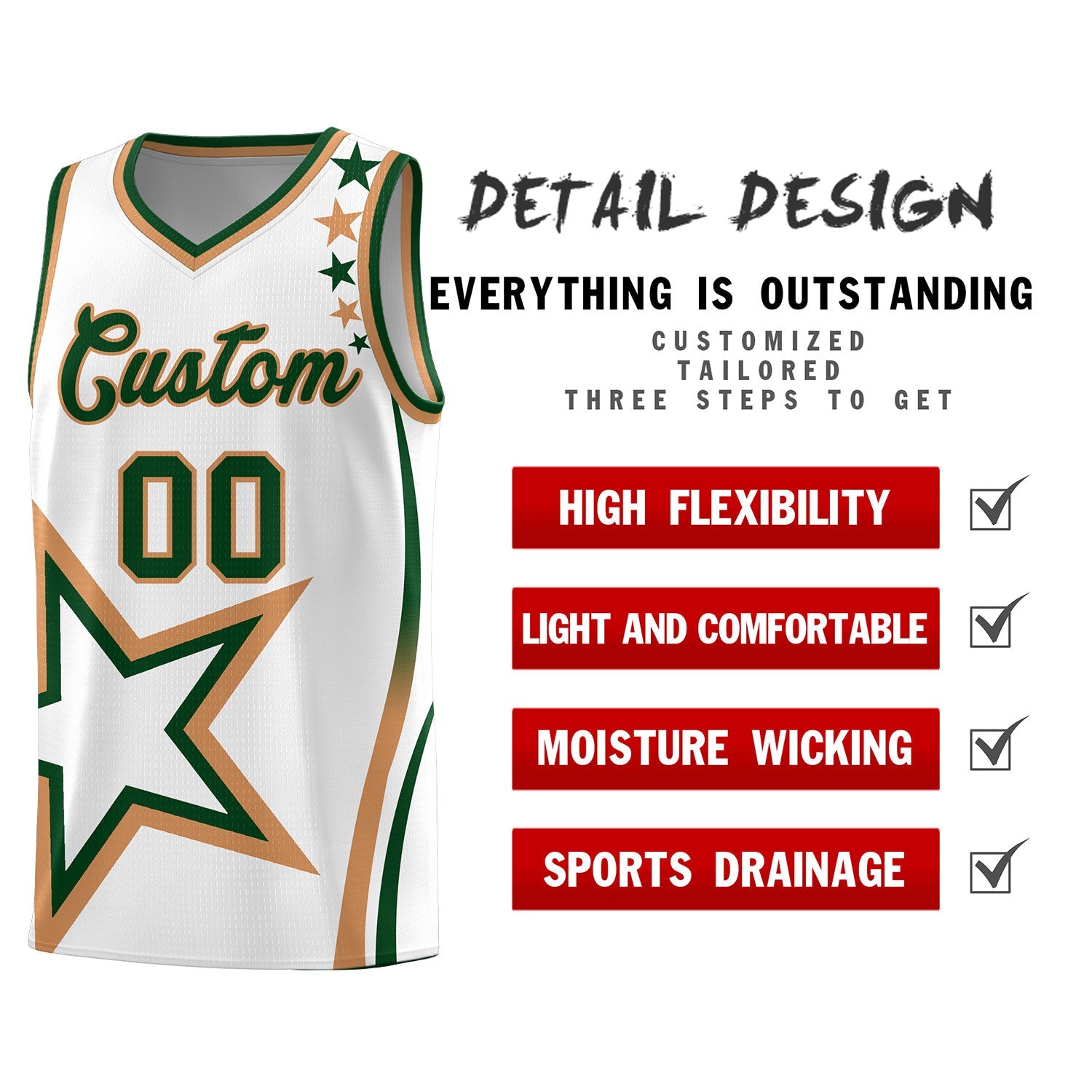 Custom White Shoulder Stars Graffiti Pattern Sets Basketball Jersey