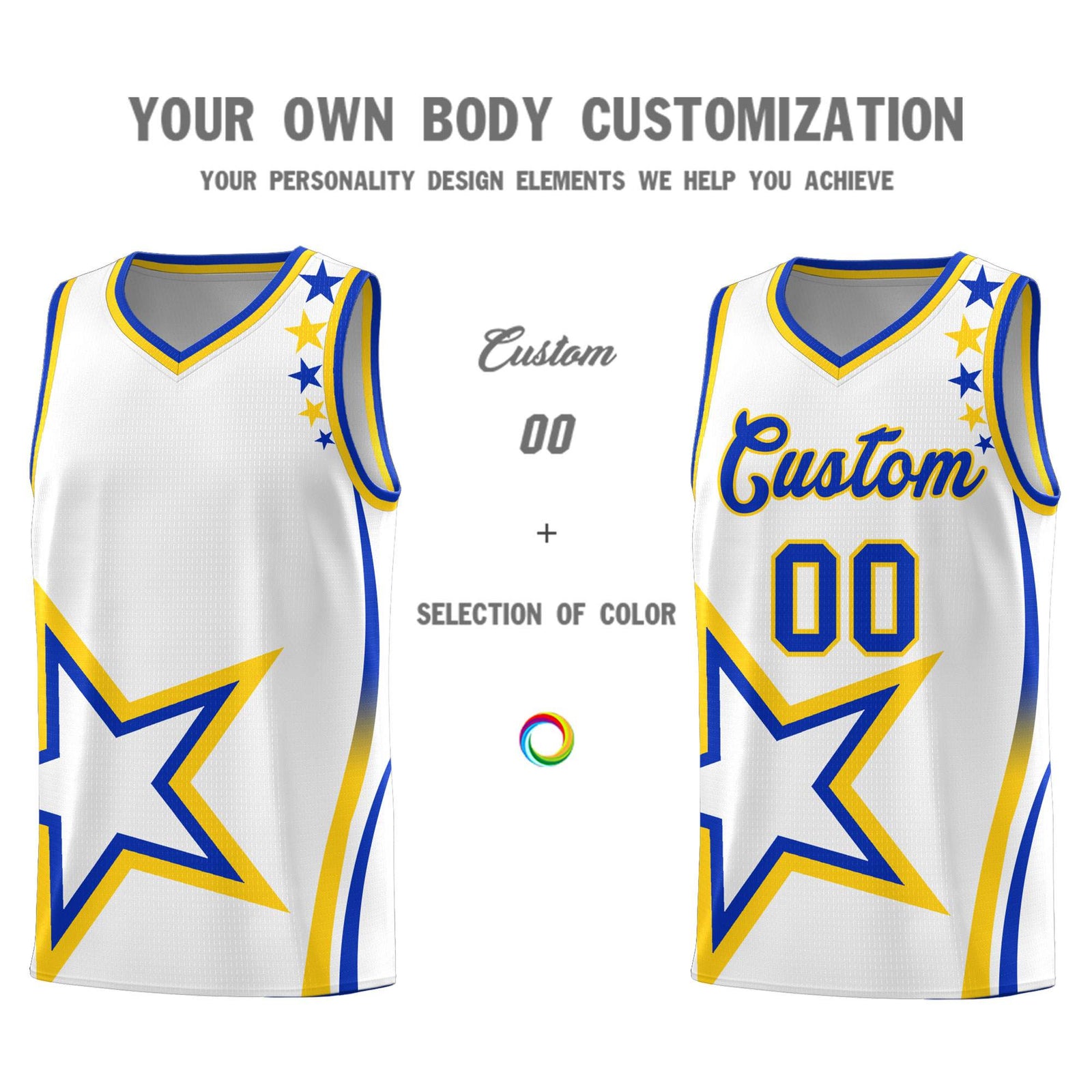 Custom White Shoulder Stars Graffiti Pattern Sets Basketball Jersey