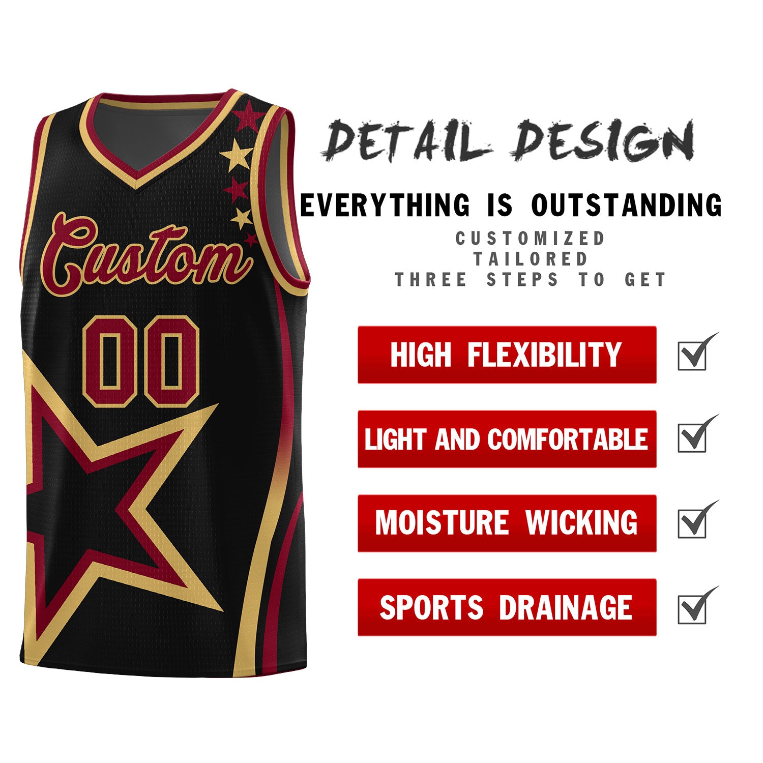Custom Black Shoulder Stars Graffiti Pattern Sets Basketball Jersey